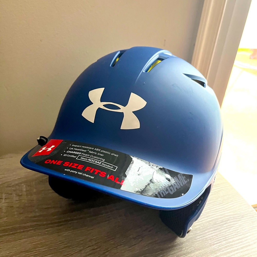 Under Armour Matte Blue Baseball Batting Helmet Size Senior 6-1/2" – 7-1/2"